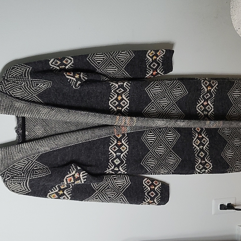 Long Hooded Sweater Coat Duster boho